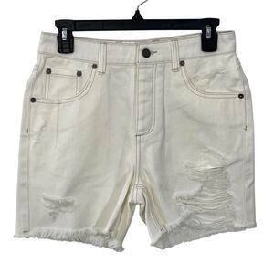 NEW SER.O.YA Mid Rise Jean Short Sz 26 Cut Off‎ White Denim Distressed Destroyed